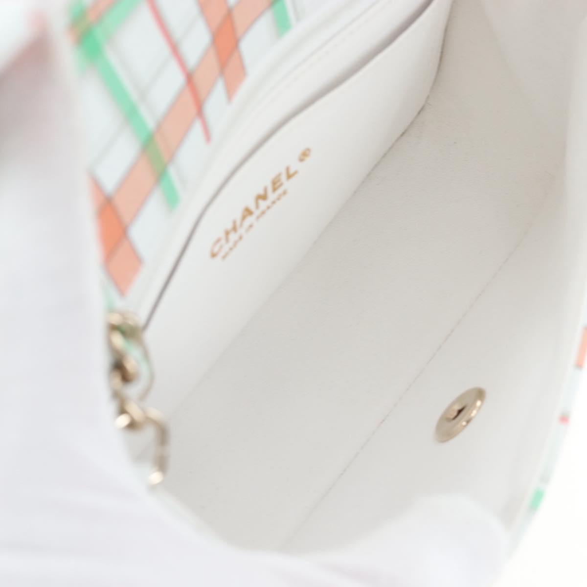 CHANEL Mini Matelasse 20 Chain Bag Lamb Skin Multicolor Gold CC Auth 192077SM