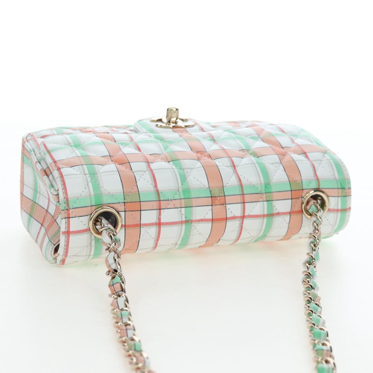 CHANEL Mini Matelasse 20 Chain Bag Lamb Skin Multicolor Gold CC Auth 192077SM