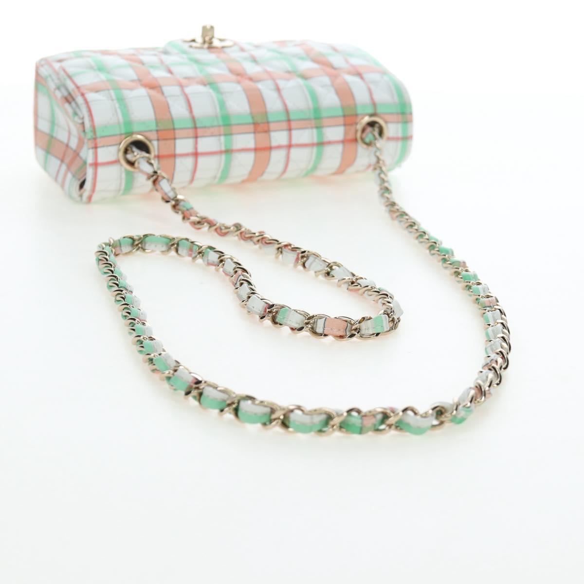 CHANEL Mini Matelasse 20 Chain Bag Lamb Skin Multicolor Gold CC Auth 192077SM