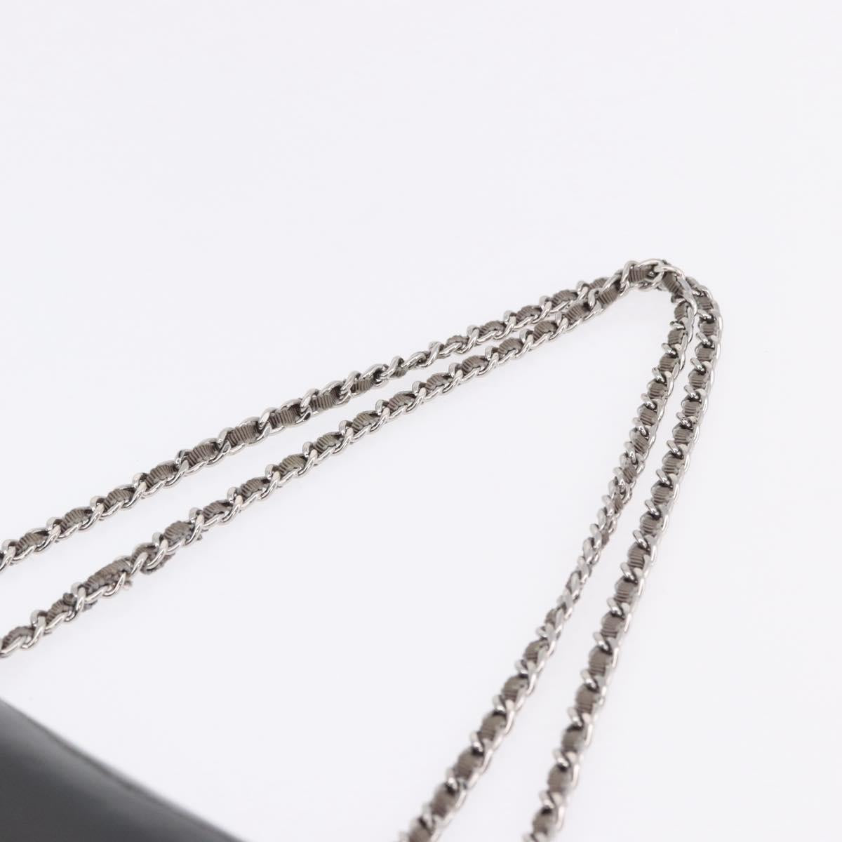 CHANEL Lipstick Chain Shoulder Bag Patent leather Black Silver CC Auth 192079V