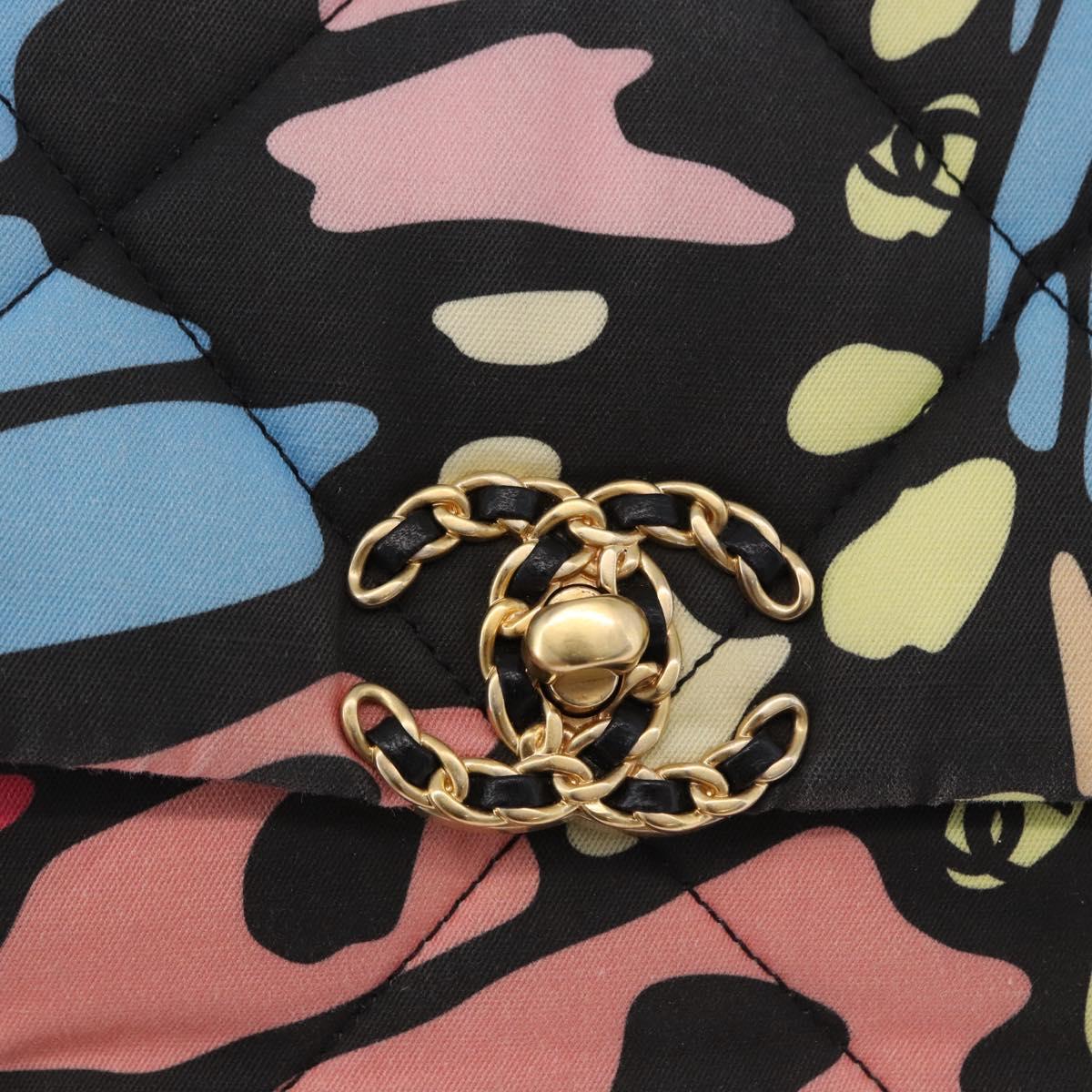 CHANEL Matelasse Chain Shoulder Bag Canvas 2way Multicolor Gold CC Auth 192081M
