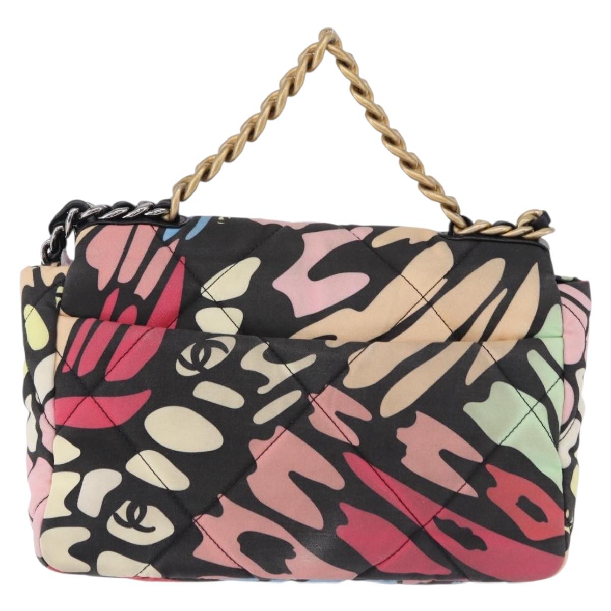 CHANEL Matelasse Chain Shoulder Bag Canvas 2way Multicolor Gold CC Auth 192081M