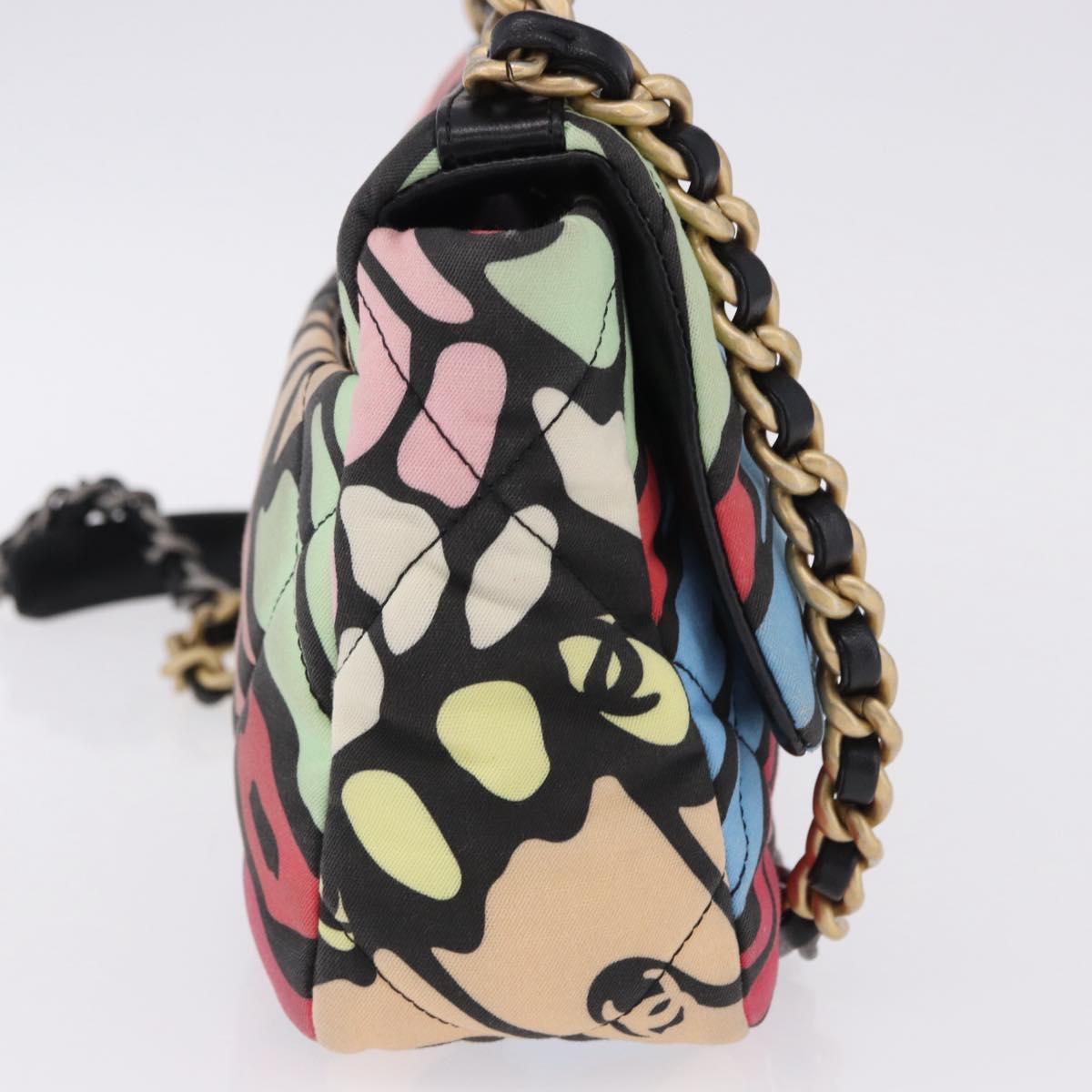 CHANEL Matelasse Chain Shoulder Bag Canvas 2way Multicolor Gold CC Auth 192081M