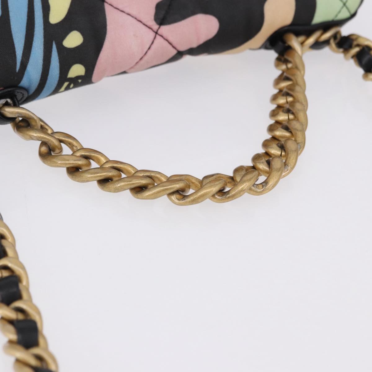 CHANEL Matelasse Chain Shoulder Bag Canvas 2way Multicolor Gold CC Auth 192081M
