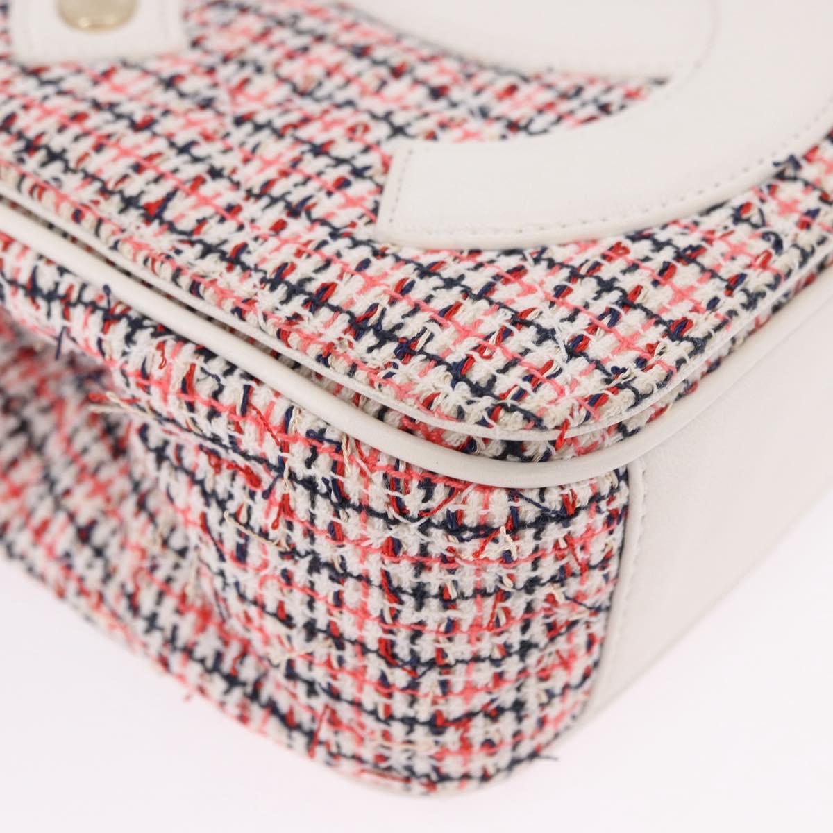 CHANEL Matelasse Chain Shoulder Bag Tweed Red Gold CC Auth 192084SAM