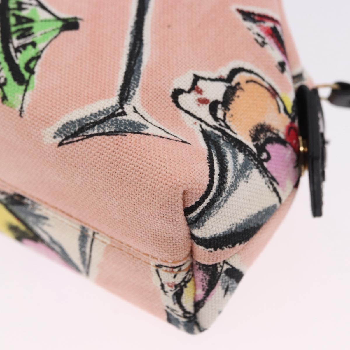 CHANEL Pouch Canvas Pink Gold CC Auth 192100A