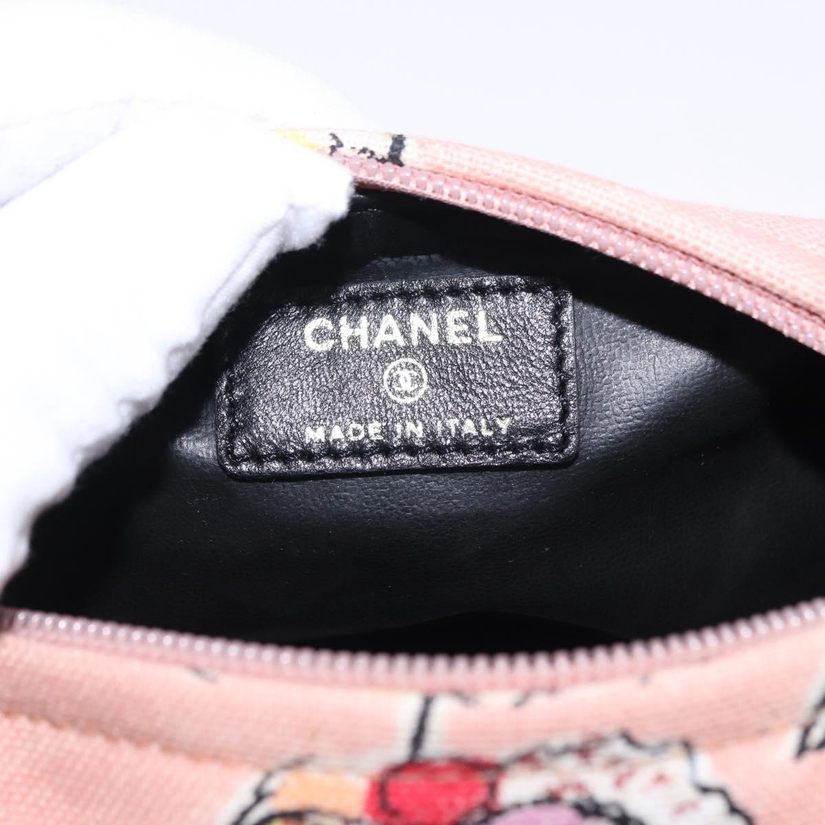 CHANEL Pouch Canvas Pink Gold CC Auth 192100A