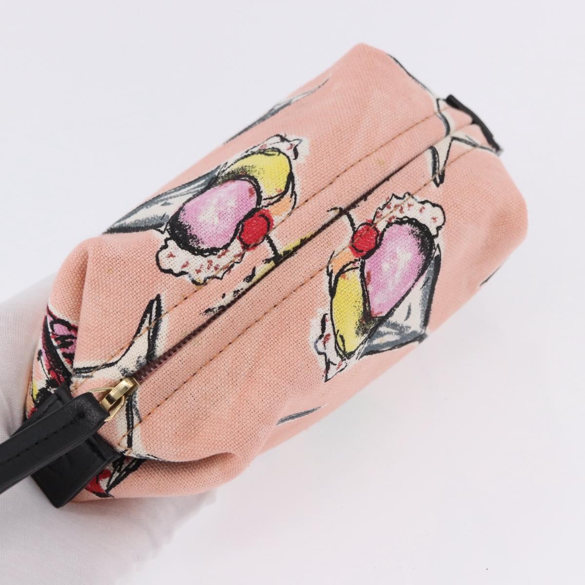 CHANEL Pouch Canvas Pink Gold CC Auth 192100A