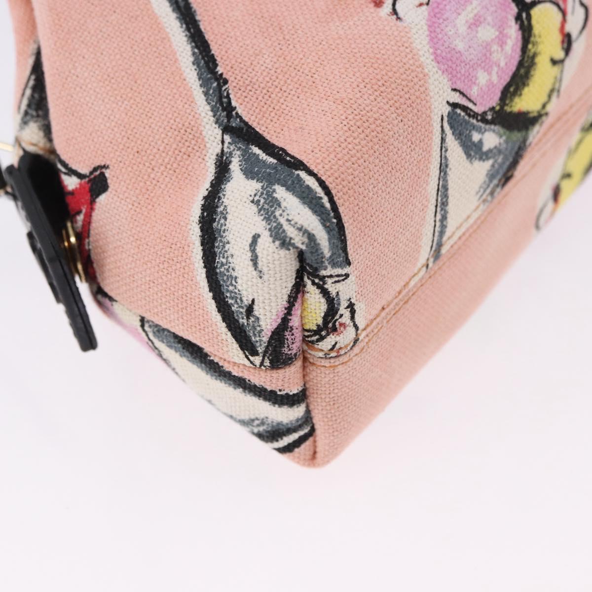 CHANEL Pouch Canvas Pink Gold CC Auth 192100A