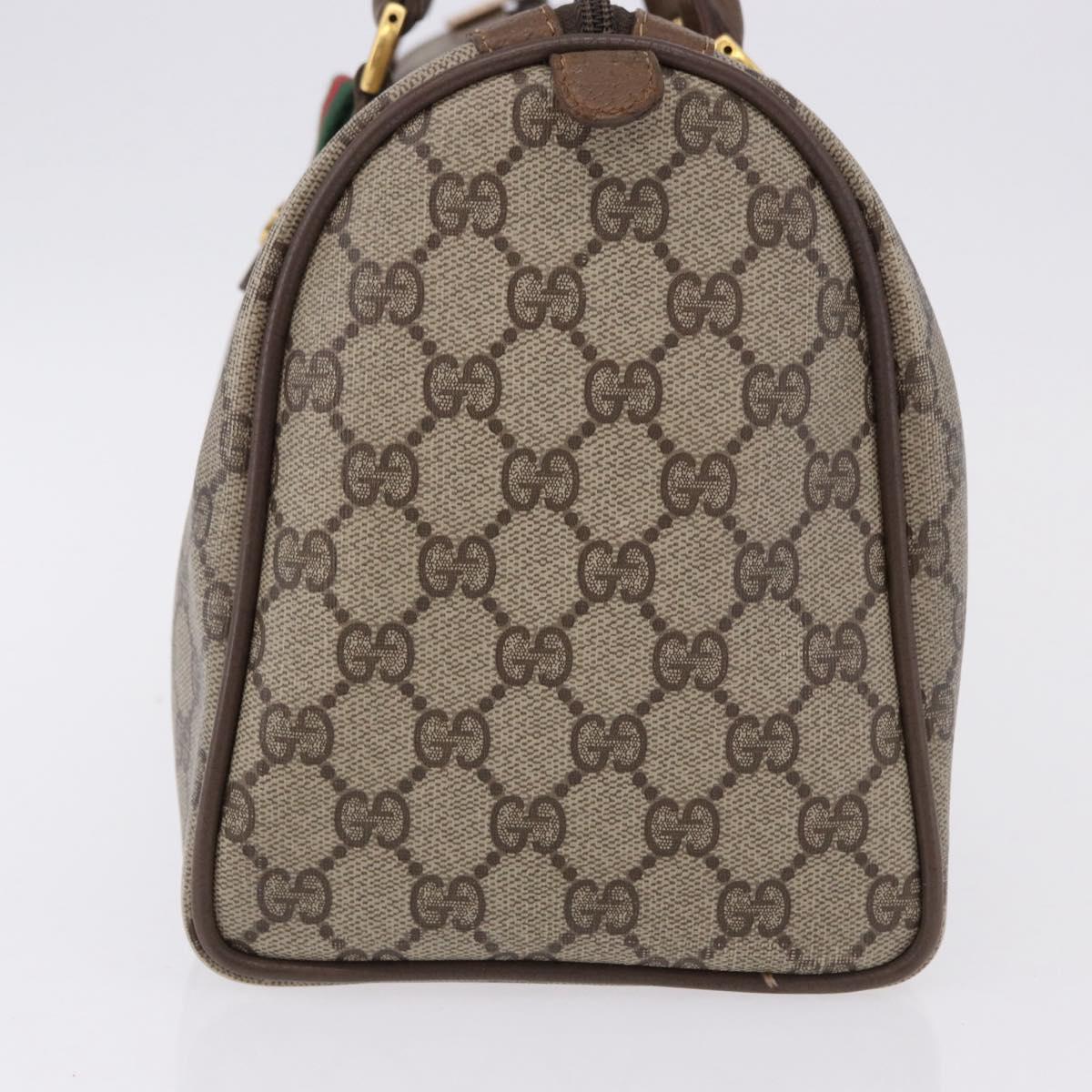 GUCCI GG Supreme Web Sherry Line Hand Bag PVC Beige Gold 69 02 007 Auth 192102