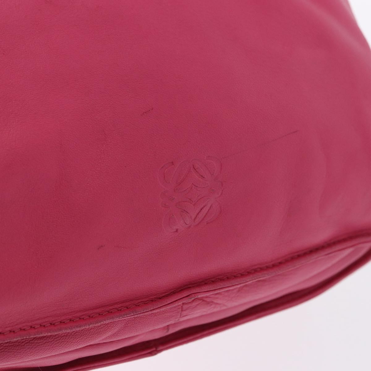 LOEWE Flamenco Shoulder Bag Leather Pink Silver Auth 192107A
