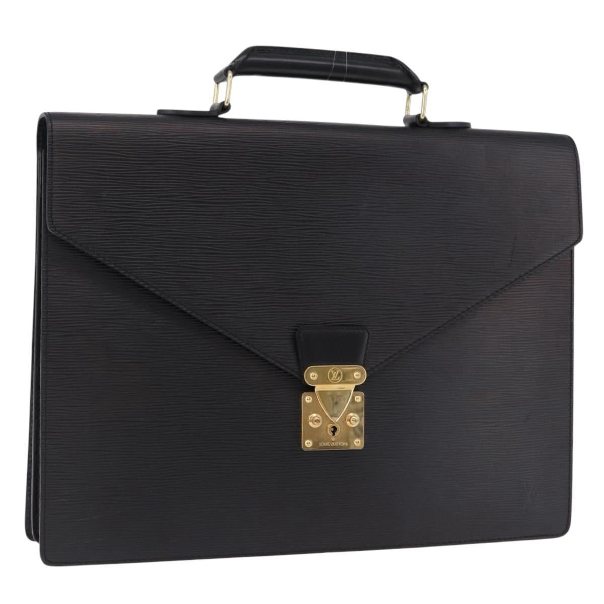 LOUIS VUITTON Epi ServietteConseiller Business Bag Black M54422 LV Auth 192108A