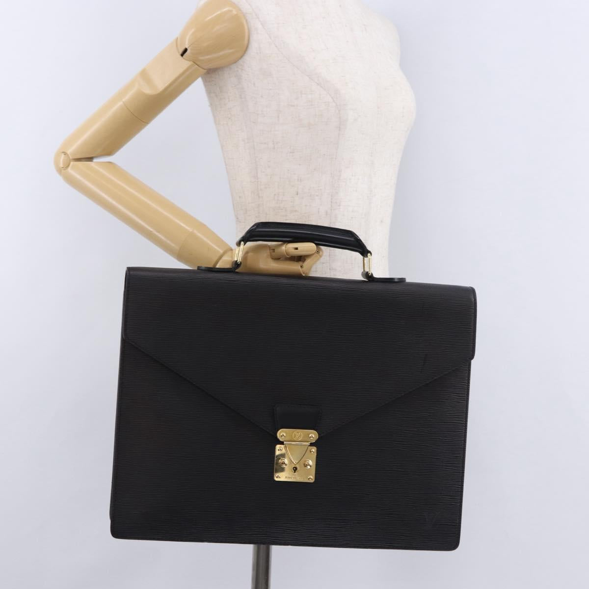 LOUIS VUITTON Epi ServietteConseiller Business Bag Black M54422 LV Auth 192108A