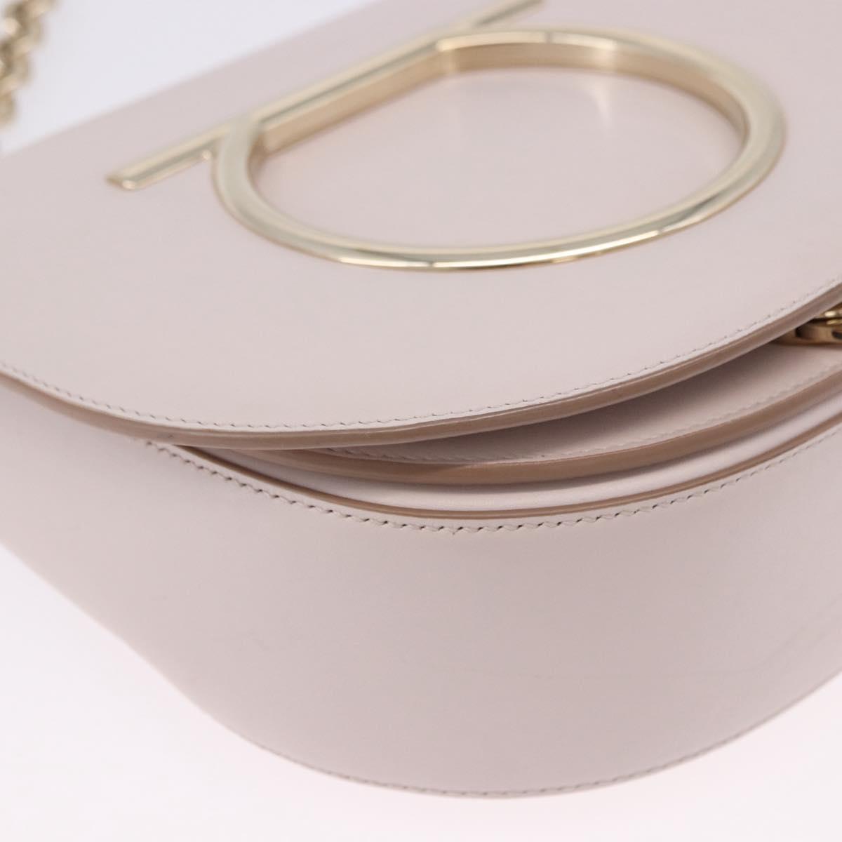 Salvatore Ferragamo Gancini Chain Shoulder Bag Leather Pink Gold Auth 192109V