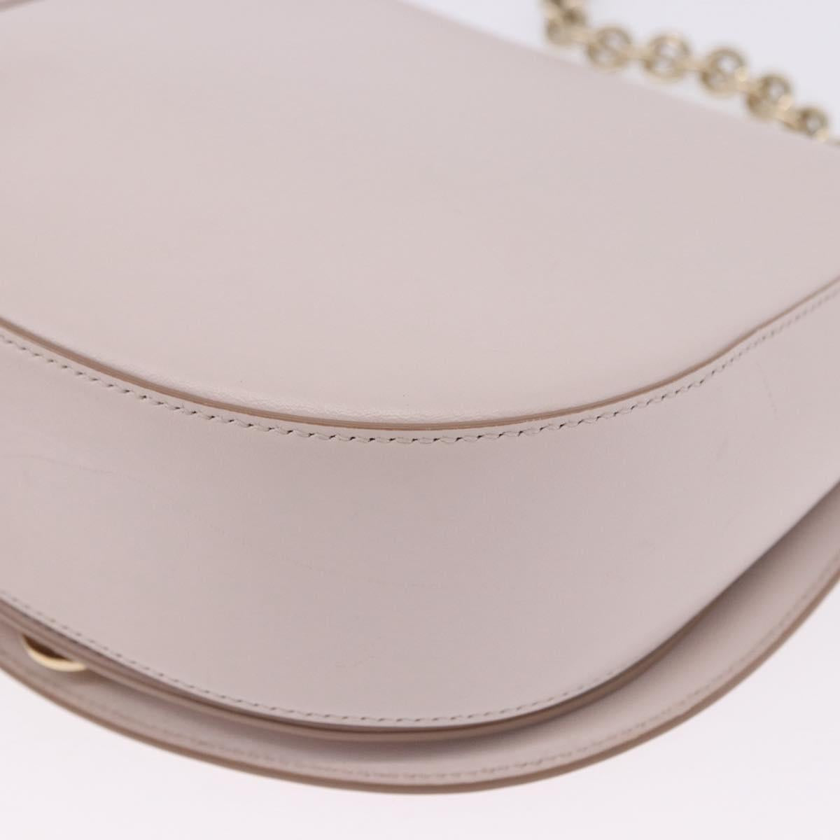 Salvatore Ferragamo Gancini Chain Shoulder Bag Leather Pink Gold Auth 192109V