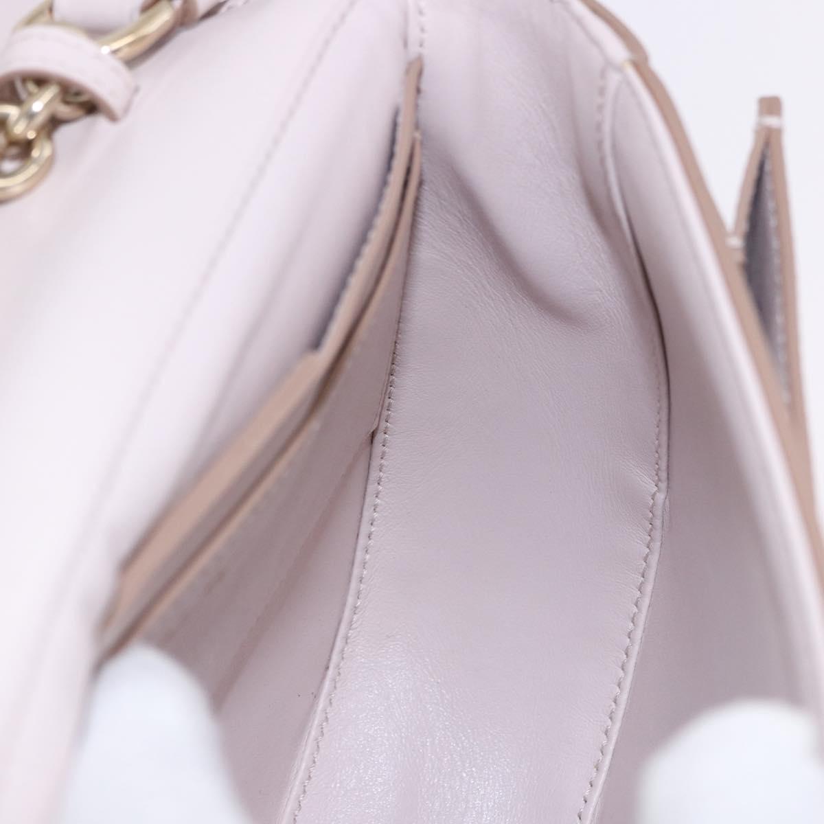 Salvatore Ferragamo Gancini Chain Shoulder Bag Leather Pink Gold Auth 192109V