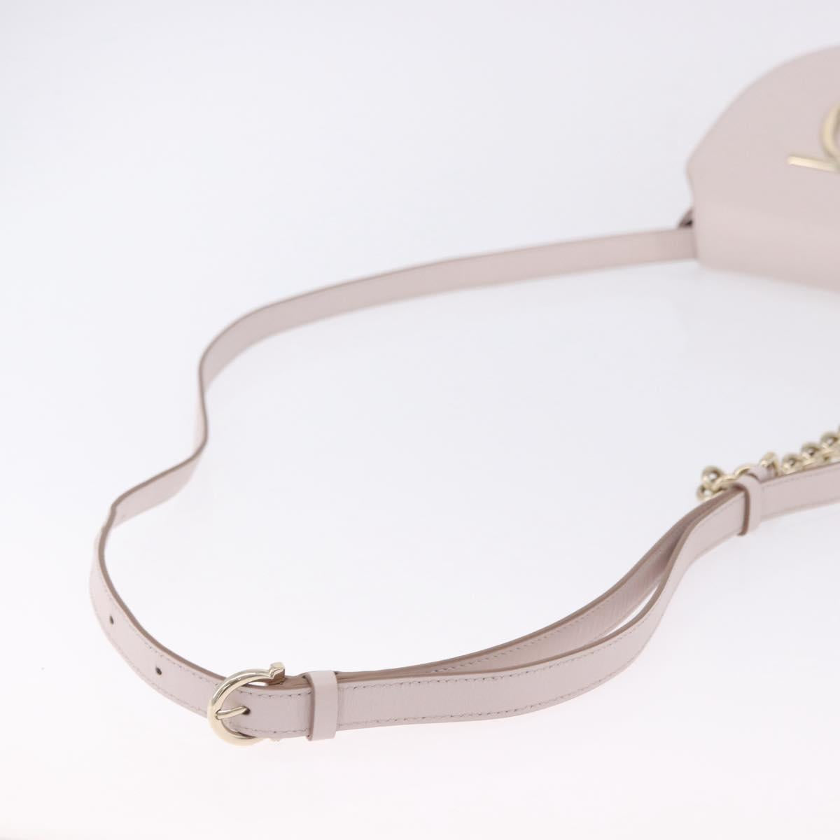 Salvatore Ferragamo Gancini Chain Shoulder Bag Leather Pink Gold Auth 192109V