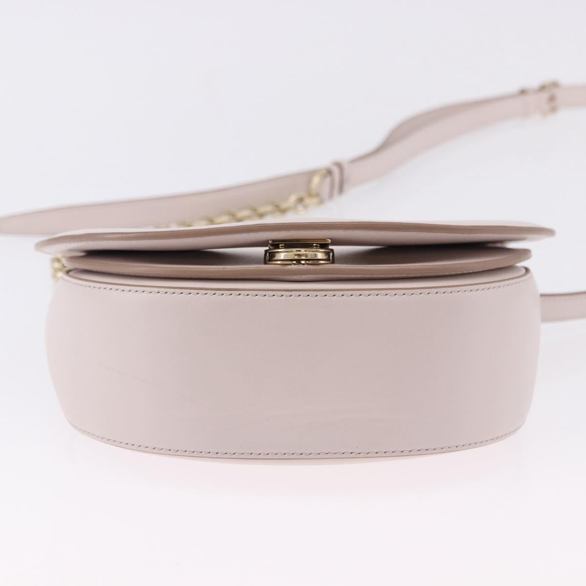 Salvatore Ferragamo Gancini Chain Shoulder Bag Leather Pink Gold Auth 192109V