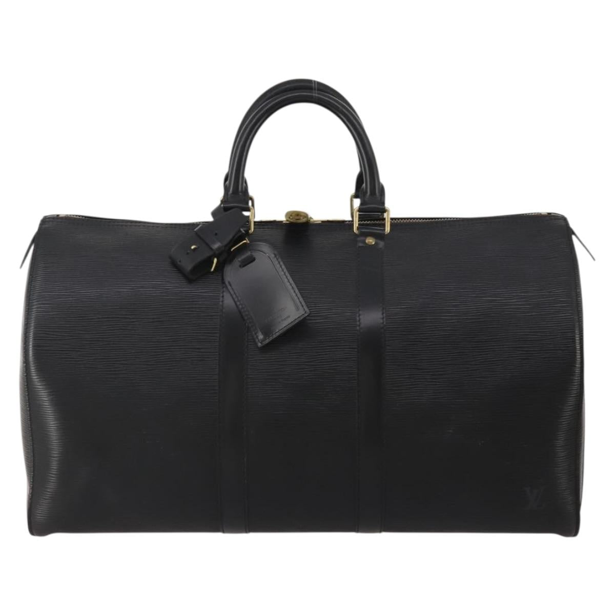 LOUIS VUITTON Epi Keepall 45 Boston Bag Black M42972 LV Auth 192112V