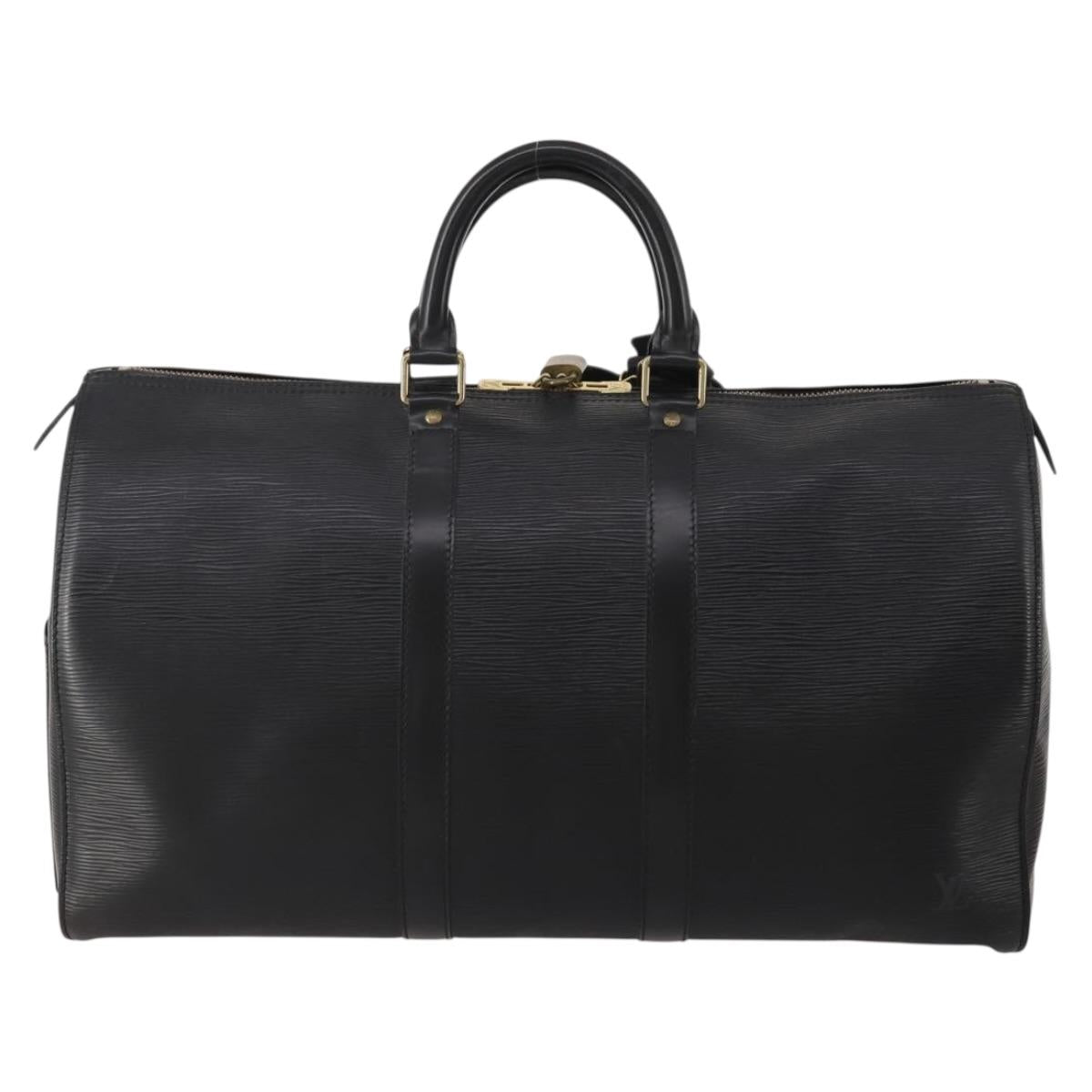 LOUIS VUITTON Epi Keepall 45 Boston Bag Black M42972 LV Auth 192112V