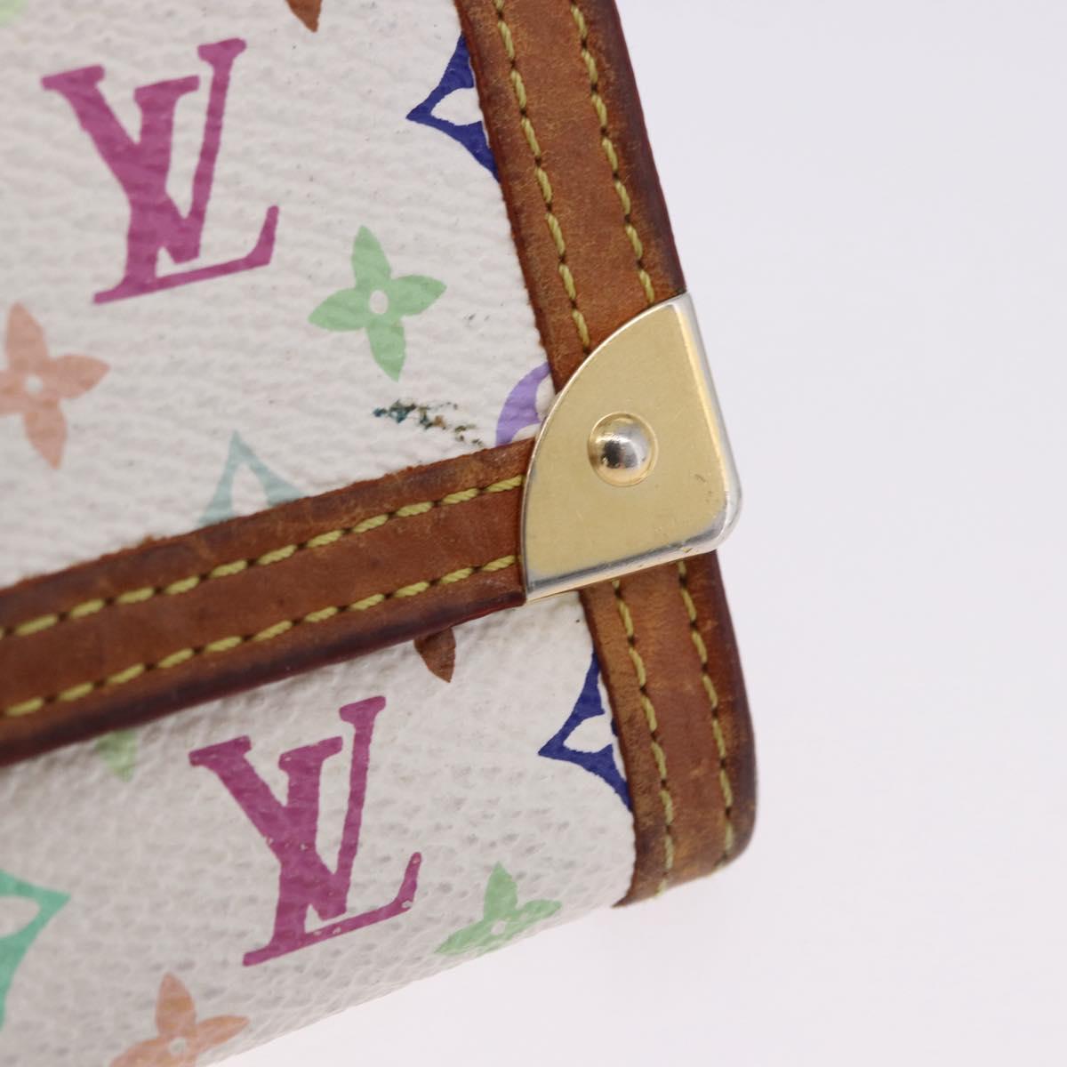 LOUIS VUITTON Multicolor Porte Monnaie Pla Coin Purse White M92657 Auth 192115A