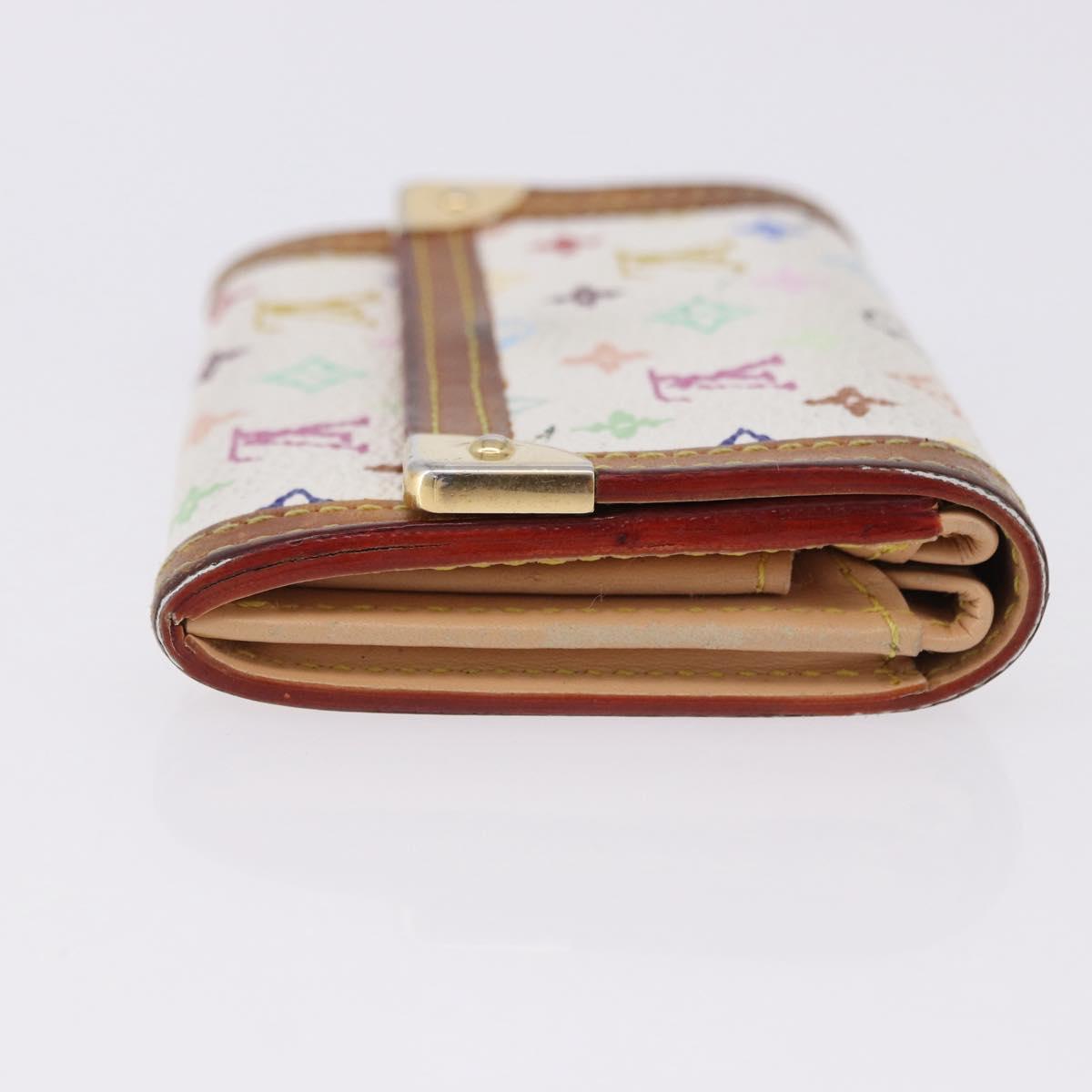 LOUIS VUITTON Multicolor Porte Monnaie Pla Coin Purse White M92657 Auth 192115A