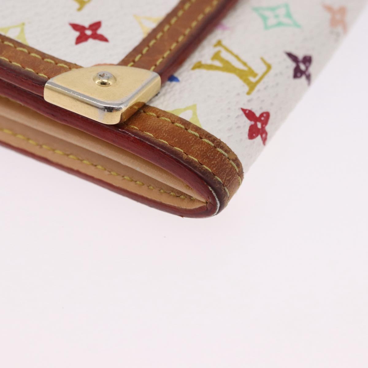 LOUIS VUITTON Multicolor Porte Monnaie Pla Coin Purse White M92657 Auth 192115A