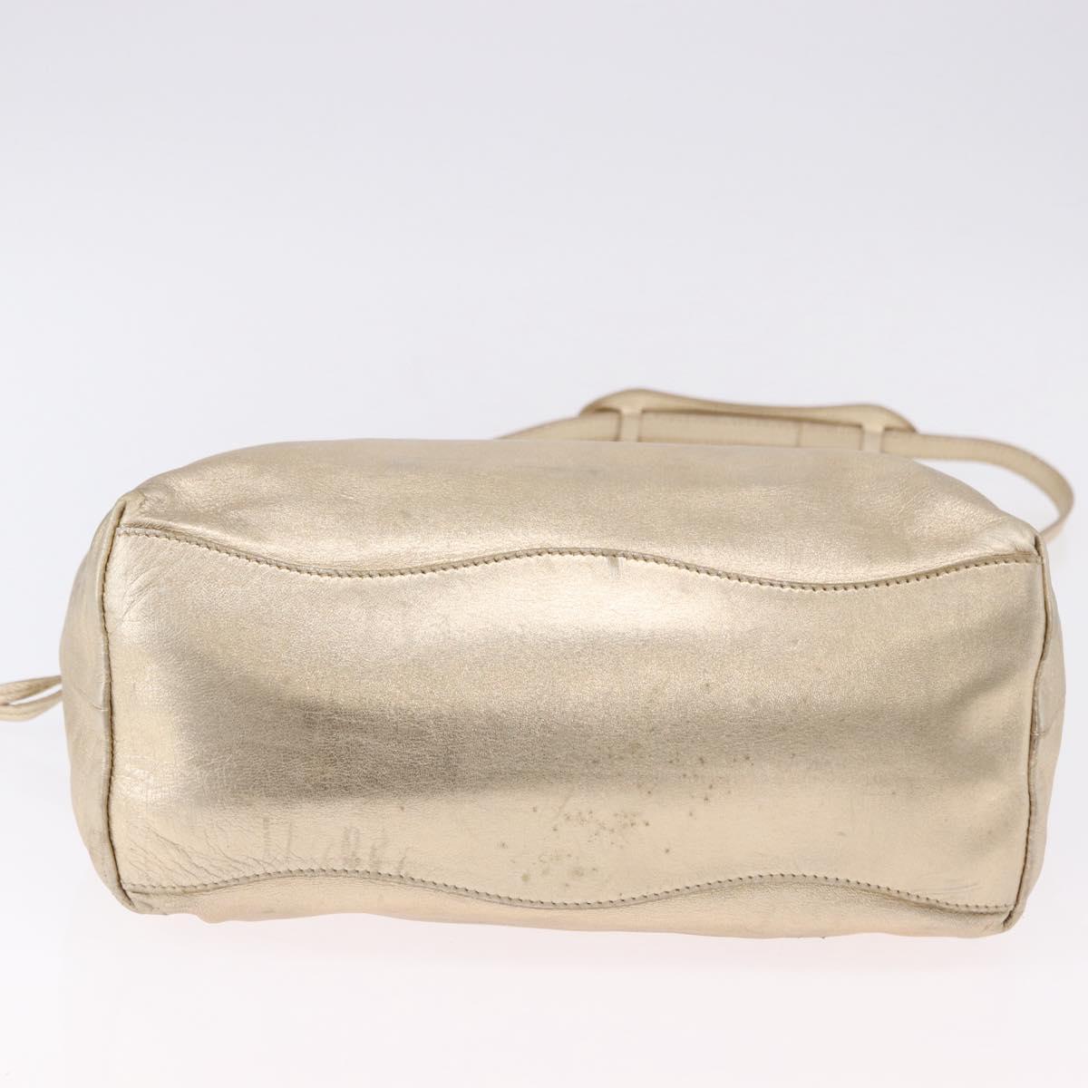 PRADA Hand Bag Leather 2way Silver Gold Auth 192120A