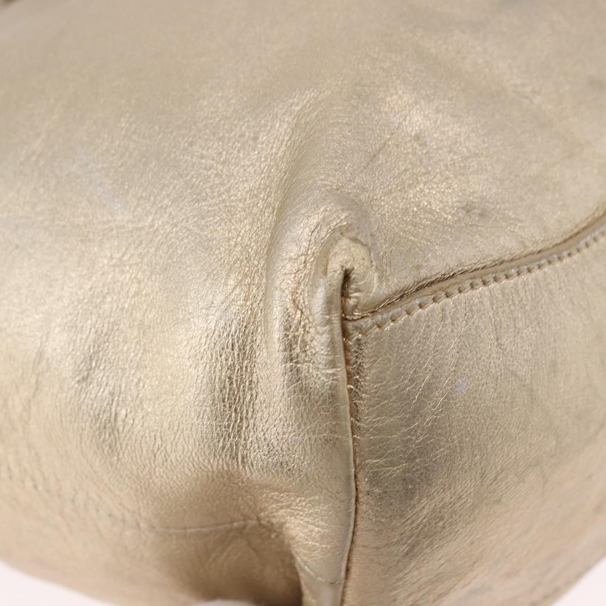 PRADA Hand Bag Leather 2way Silver Gold Auth 192120A