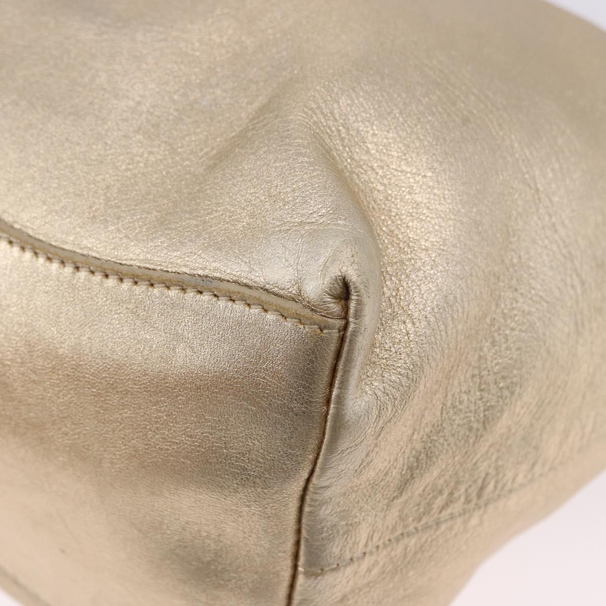 PRADA Hand Bag Leather 2way Silver Gold Auth 192120A