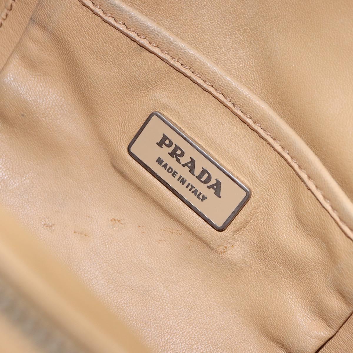 PRADA Hand Bag Leather 2way Silver Gold Auth 192120A