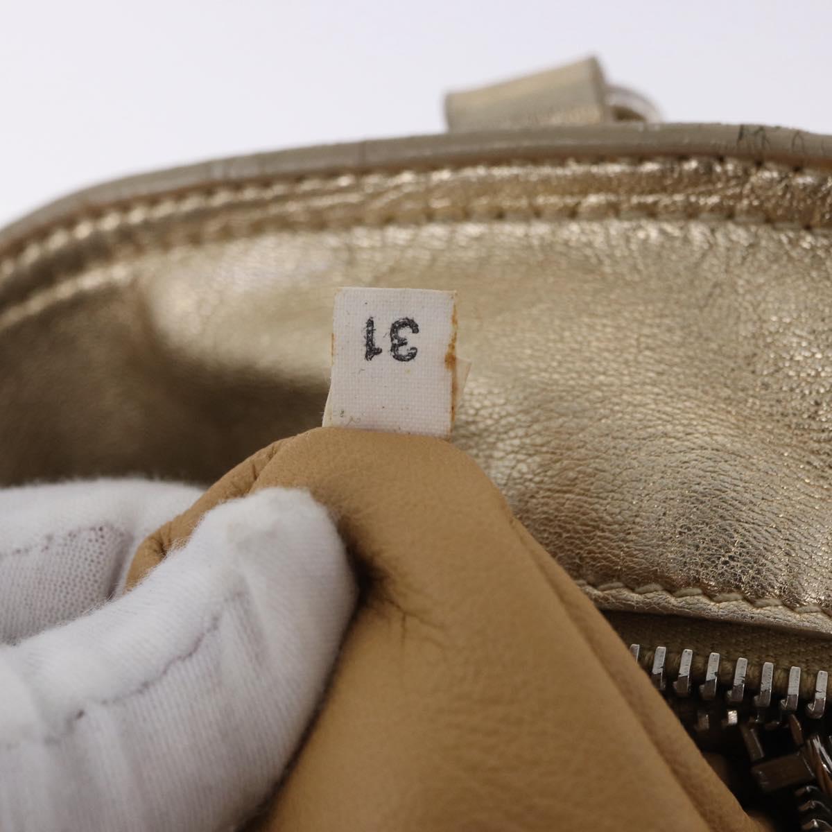 PRADA Hand Bag Leather 2way Silver Gold Auth 192120A