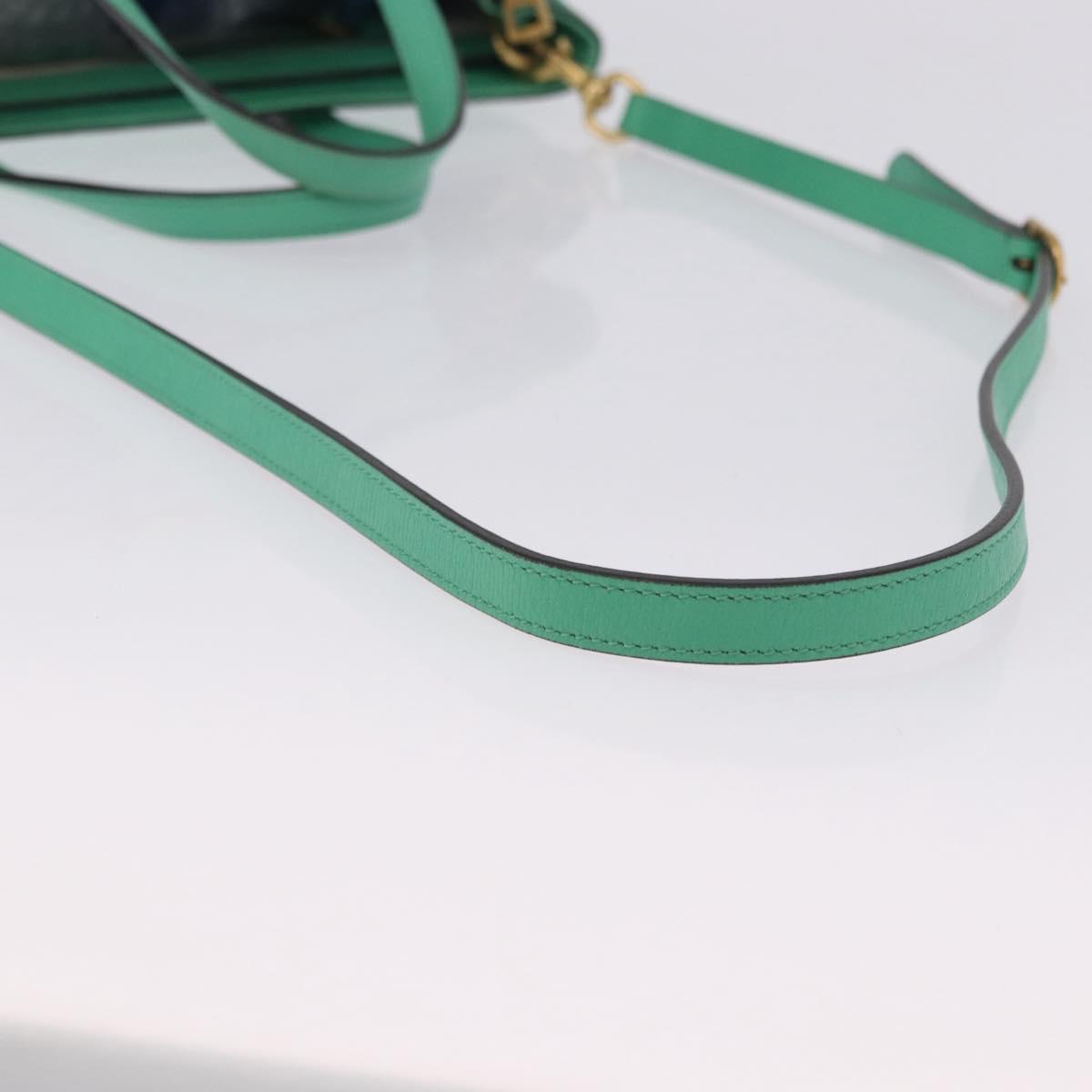 GUCCI Hand Bag Leather 2way Green Gold 319795 Auth 192124V