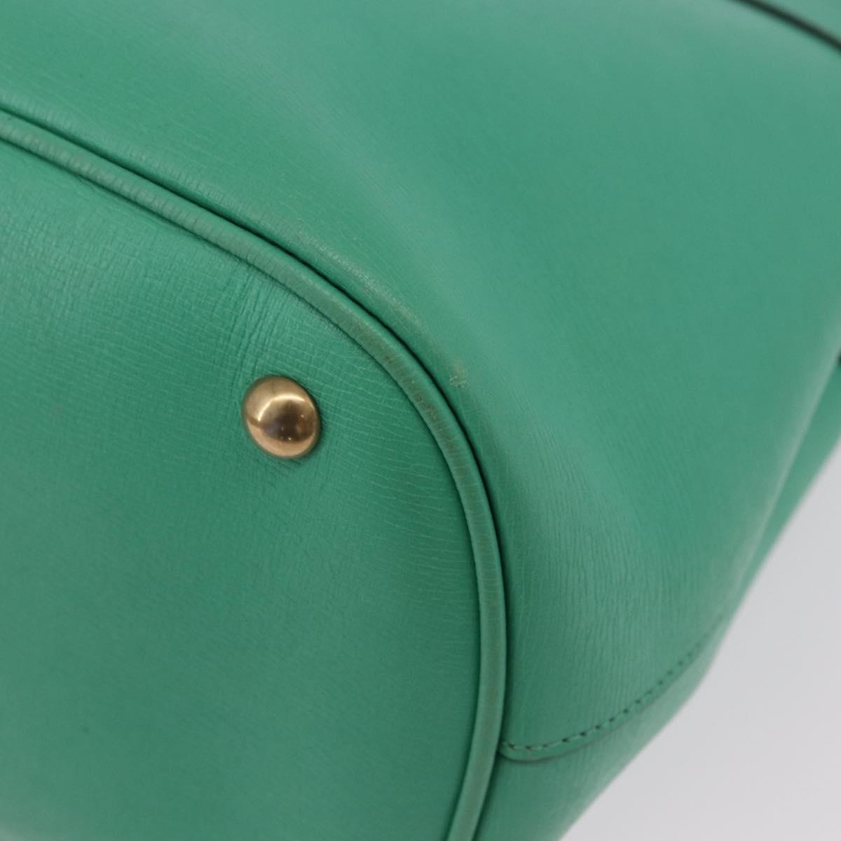 GUCCI Hand Bag Leather 2way Green Gold 319795 Auth 192124V