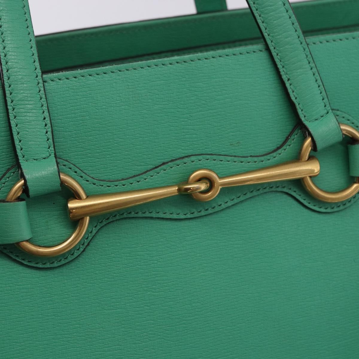 GUCCI Hand Bag Leather 2way Green Gold 319795 Auth 192124V