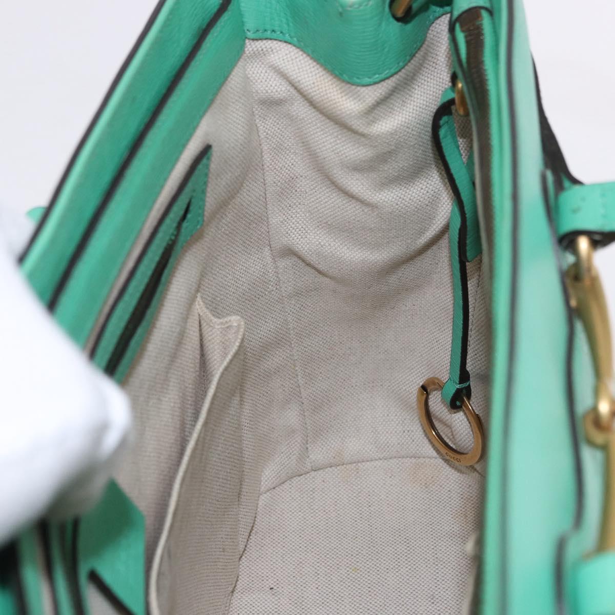 GUCCI Hand Bag Leather 2way Green Gold 319795 Auth 192124V