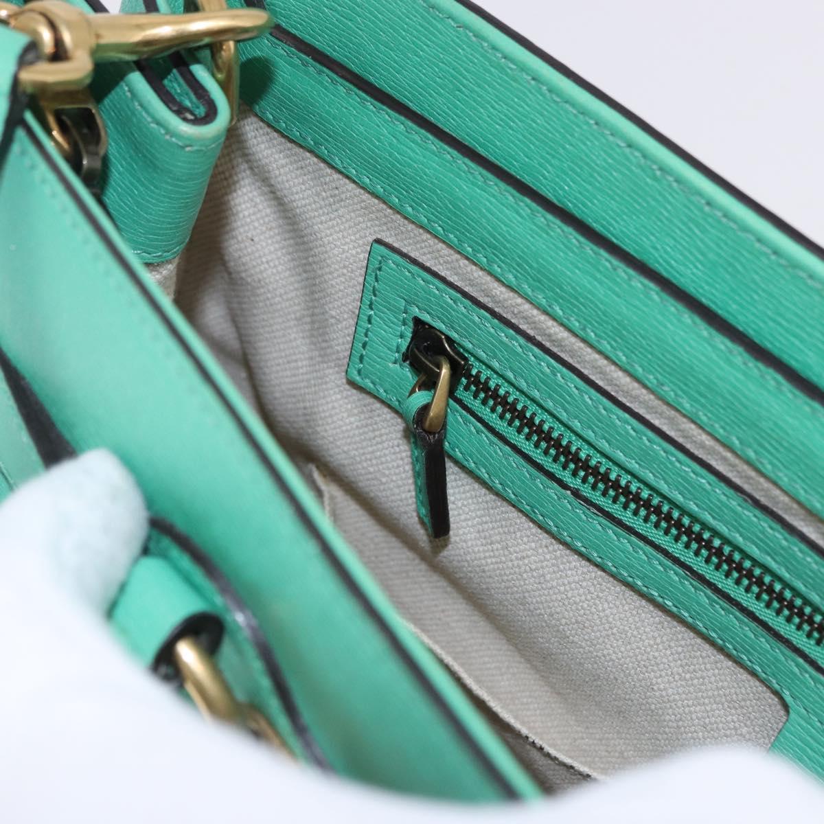 GUCCI Hand Bag Leather 2way Green Gold 319795 Auth 192124V
