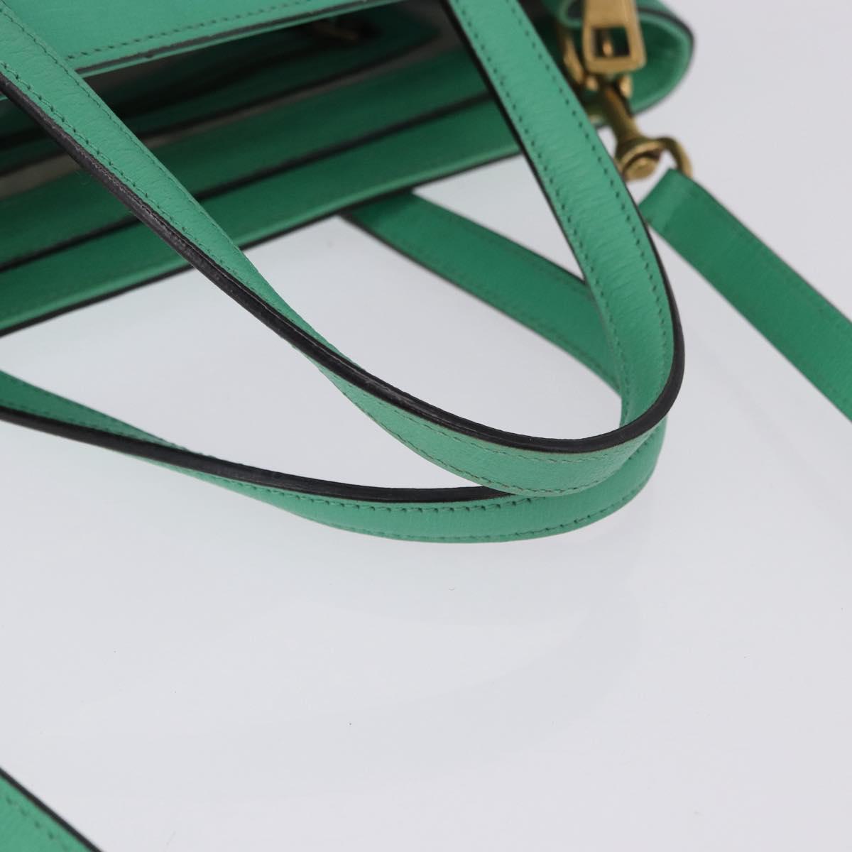 GUCCI Hand Bag Leather 2way Green Gold 319795 Auth 192124V