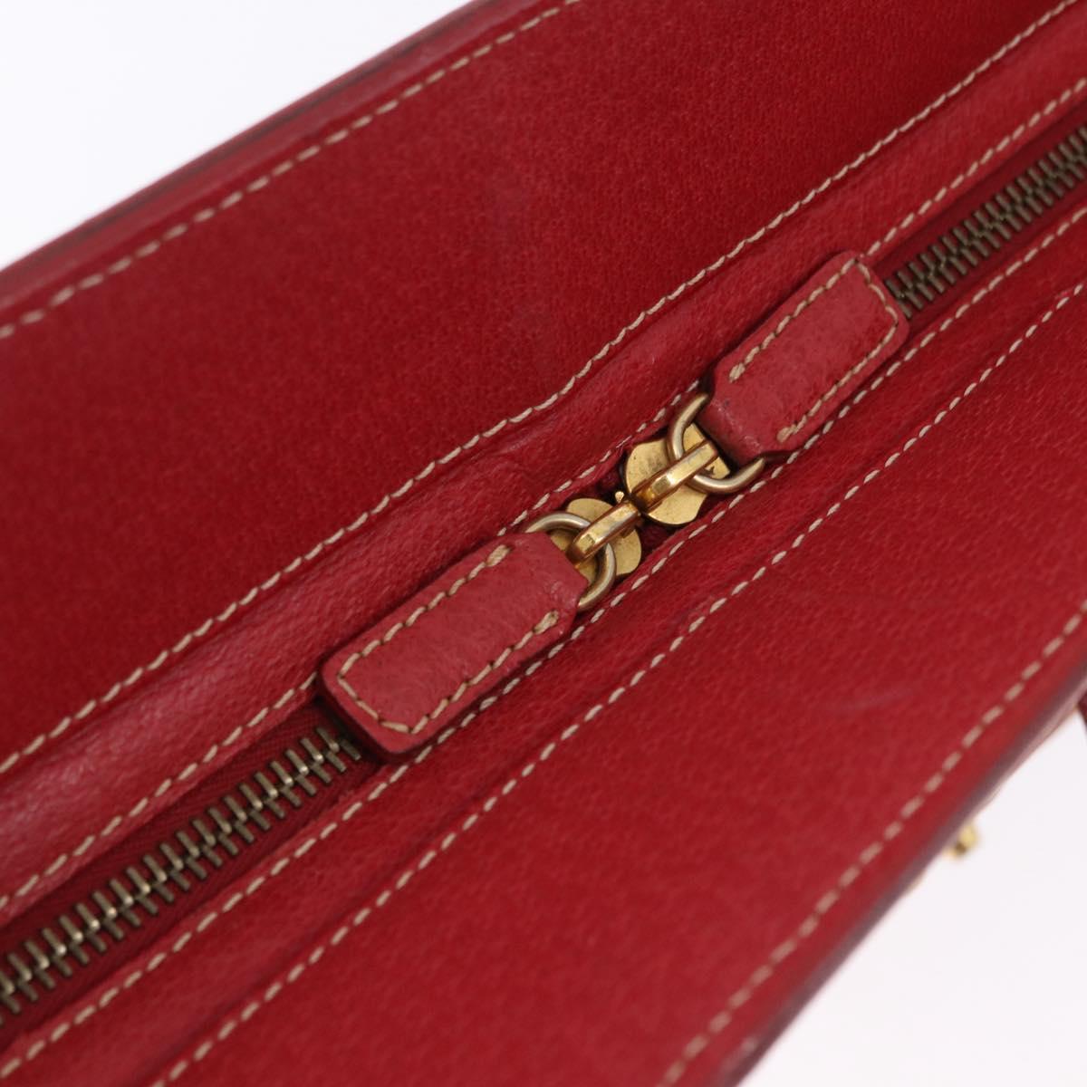 FENDI Zucchino Canvas Hand Bag Red Gold Auth 192125A
