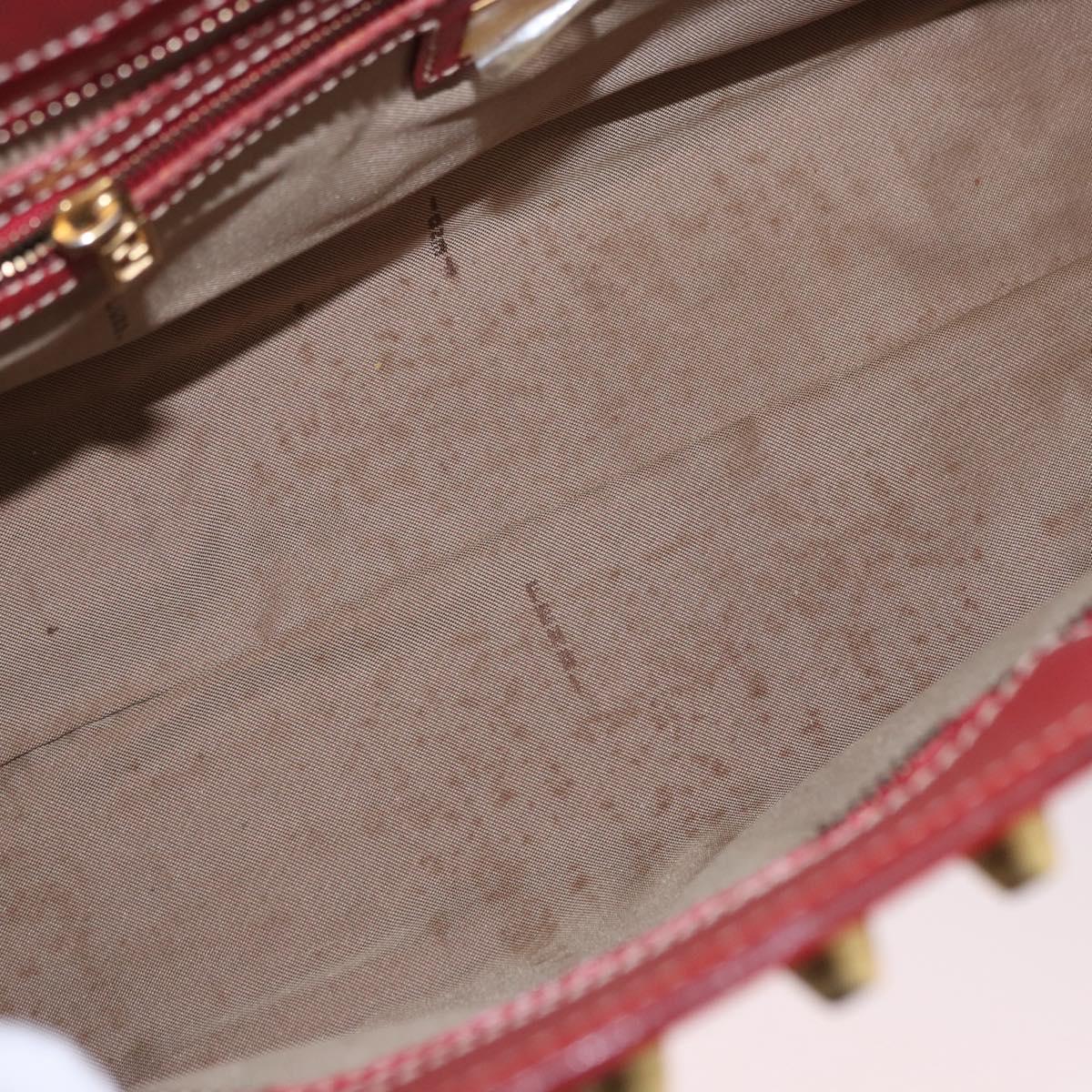 FENDI Zucchino Canvas Hand Bag Red Gold Auth 192125A