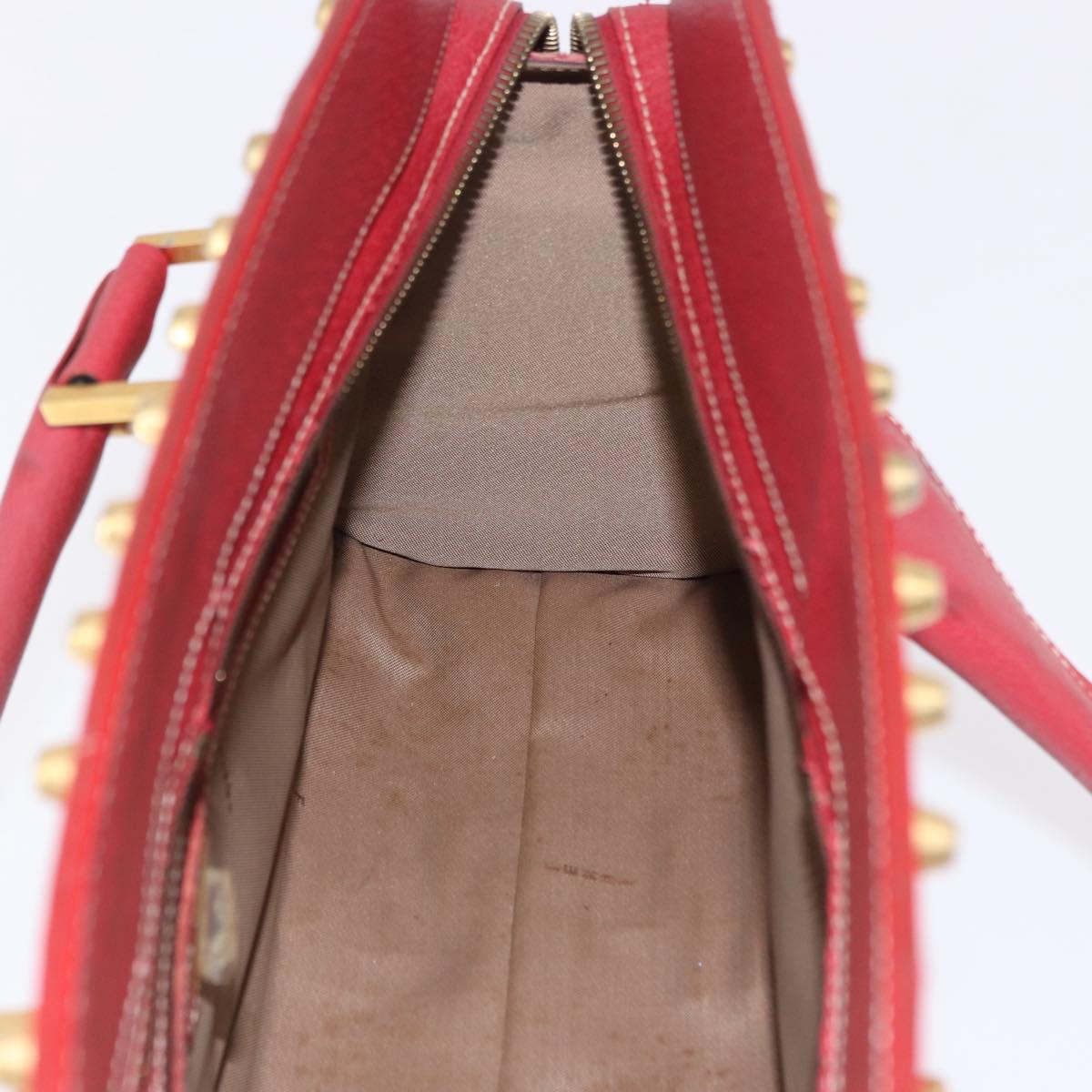 FENDI Zucchino Canvas Hand Bag Red Gold Auth 192125A