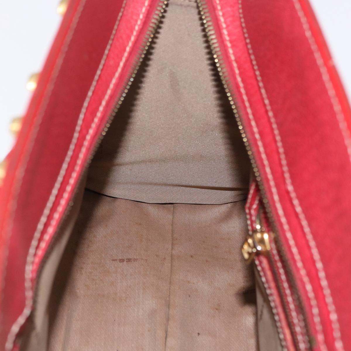 FENDI Zucchino Canvas Hand Bag Red Gold Auth 192125A