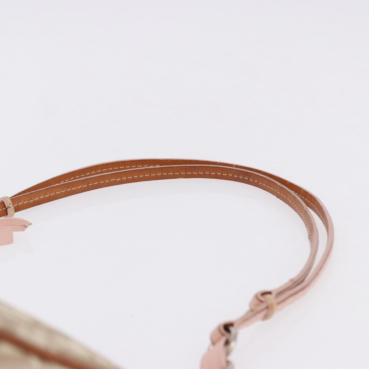 Christian Dior Trotter Canvas Chain Romantic Bag PVC Beige Silver Auth 192126V