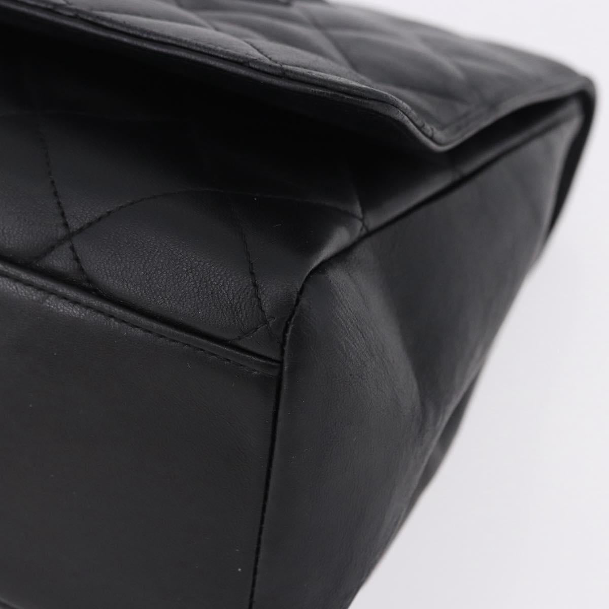 CHANEL Matelasse Chain Hand Bag Lamb Skin Black Silver CC Auth 192129M