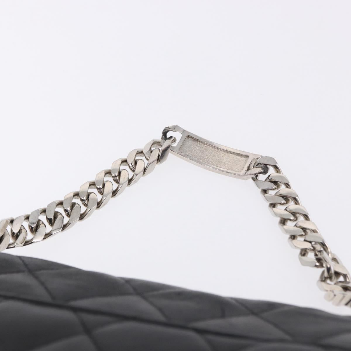 CHANEL Matelasse Chain Hand Bag Lamb Skin Black Silver CC Auth 192129M