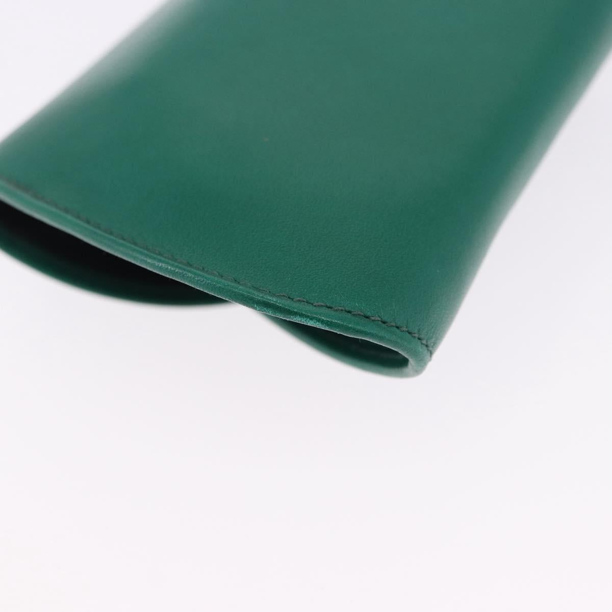 CARTIER PANTHERE Coin Purse Leather Green Gold Auth 192131A