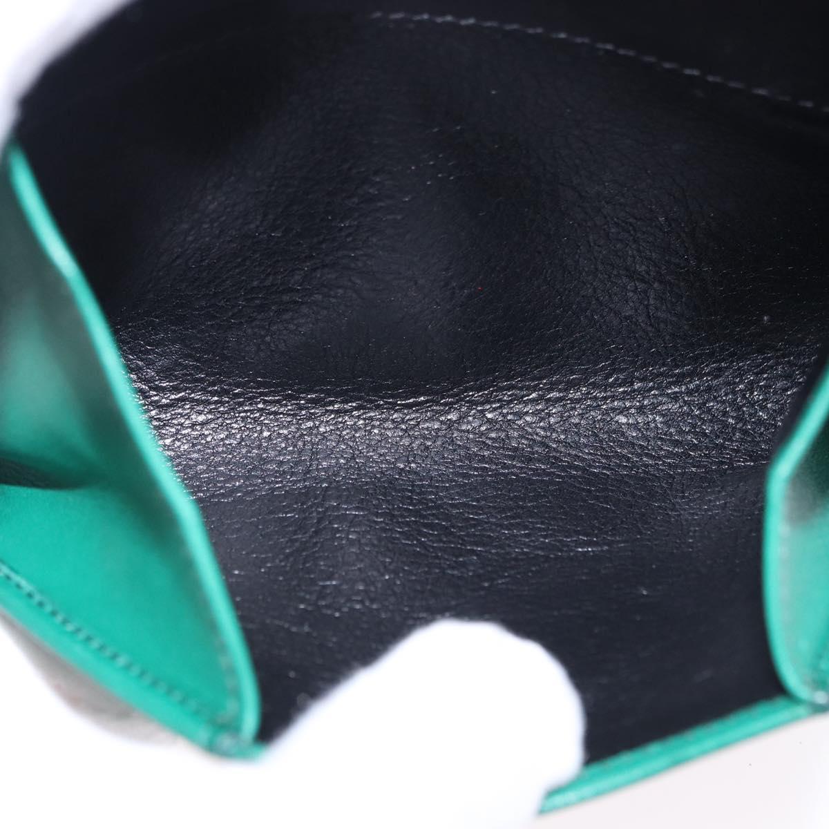 CARTIER PANTHERE Coin Purse Leather Green Gold Auth 192131A