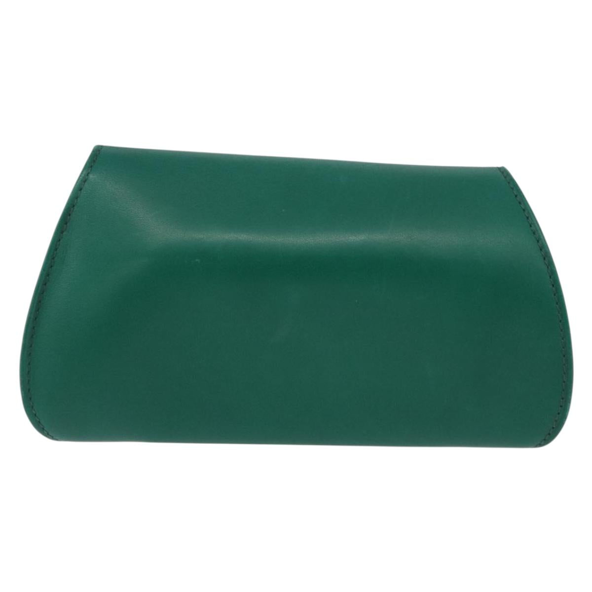 CARTIER PANTHERE Coin Purse Leather Green Gold Auth 192131A