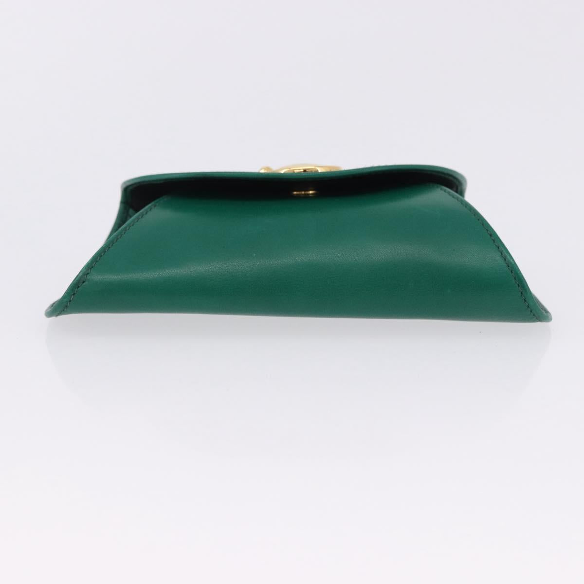 CARTIER PANTHERE Coin Purse Leather Green Gold Auth 192131A