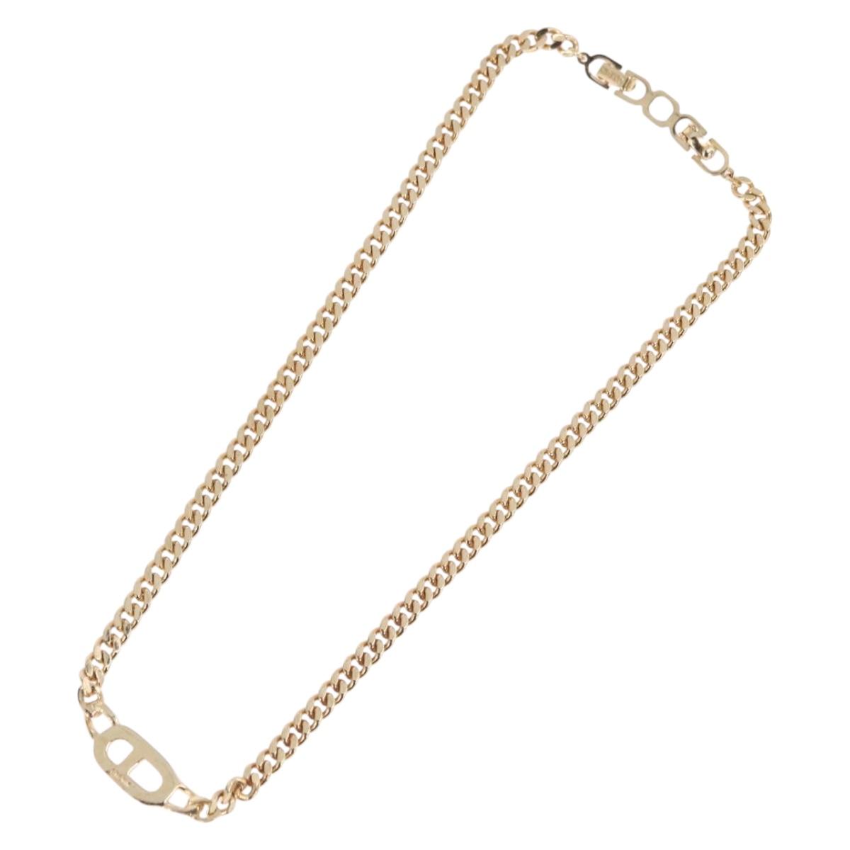 Christian Dior Choker Necklace metal Gold Tone Auth 192151M